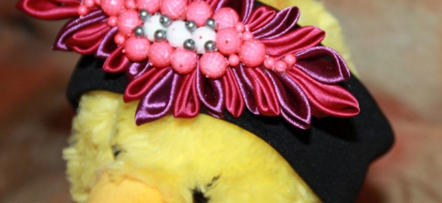 Мастер-класс изготовления канзаши-повязки на голову с роскошным цветком